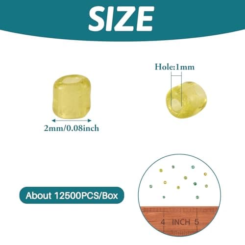 Craftdady Lot de 12 500 perles de rocaille en verre 12/0 de 2 mm - Petites perles poney de couleurs mélangées pour la fabrication de bijoux - Vert