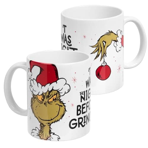 United Labels Grinch Tasse 320 ml, Tasse à café Twas the night before Grinchmas, Tasse à café en céramique, Tasse de Noël drôle