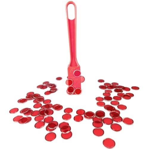 Kit de Bingo Magnétique - 1 Bâton Magnétique + 100 Jetons Loto - Jeu Éducatif pour Enfants et Accessoire Pratique de Stockage (Rouge)