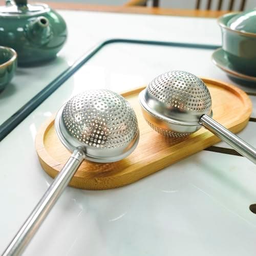 SyiXute 2 Pièces Filtre à Thé,Boule a Thé,Infuseurs à Thé en Acier Inoxydable,Infuseur à Thé avec Long Manche pour Thé en Vrac & Épices,Tasse Théière