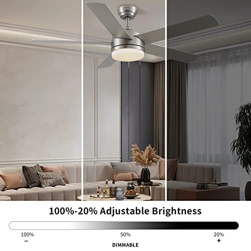 CJOY Ventilateur de Plafond Réversible, 132 cm Ventilateur de Plafond avec Éclairage et Télécommande, Bicolore 5 Pales Ventilateur Silencieux Plafond Réglable, 24W LED AC Motor