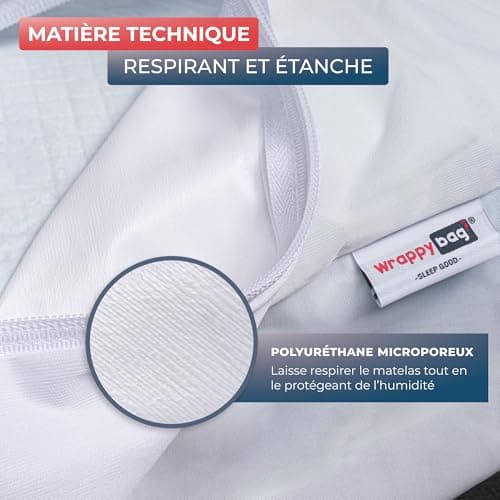 WRAPPYBAG Housse de Matelas Imperméable Intégrale Anti-Punaise de Lit & Acarien – Alèse Protège Matelas sans Traitement Chimique – pour Matelas 140x200 – 15 Tailles et hauteurs Disponibles