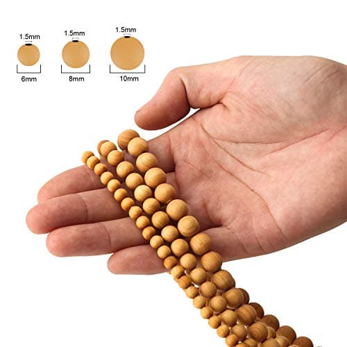 Prometis 200 pièces 8mm perles rondes en bois de santal naturel magnifique artisanat à la main poli perles d'espacement pour Bracelets fabrication de bijoux à bricoler soi-même