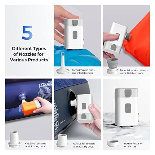 FLEXTAILGEAR MP2Plus Mini pompe à air électrique avec batterie rechargeable et lanterne de camping pour matelas gonflable, matelas gonflable, flotteur de piscine, jouet gonflable