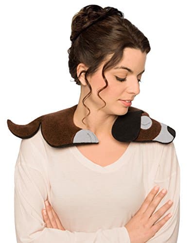 LESCHI Coussin chauffant - Bouillotte micro-ondes - Animal : chien marron - Bouillotte graines de blé bio souple - Idéal pour se réchauffer en hiver et tensions au niveau cou, épaules, nuque