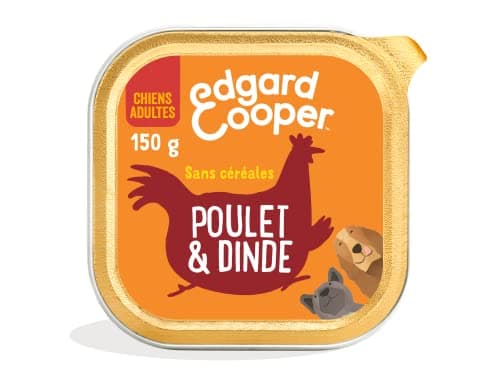 Edgard & Cooper Pâté Pour Chien, (Poulet & Dinde, 150g x 11), Sans Céréales, Viande fraîche et protéines de qualité, Vrais ingrédients pour chiens, Hypoallergénique, Sans sucres ajoutés