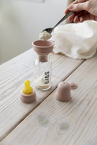 BIBS Baby Glass Bottle. Anti-colique. Embout rond en latex de caoutchouc naturel. Favorise l’allaitement naturel (Transparent, Complete Set - 110 ml)