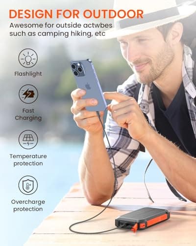 Bilivein Solaire Power Bank, 26800mAh Chargeur Solaire, 15W Chargement Rapide Batterie Externe, 3 Sorties Batterie Solaire pour iPhone, Galaxy, Batterie Externe avec Flashlight pour Le Camping