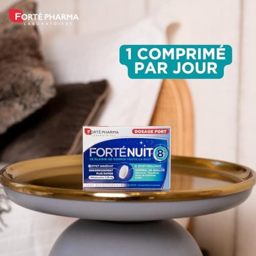 Forté Pharma - FortéNuit 8h - Complément Alimentaire à base de Mélatonine et Plantes - Sommeil de Qualité - 15 comprimés Bi-couches