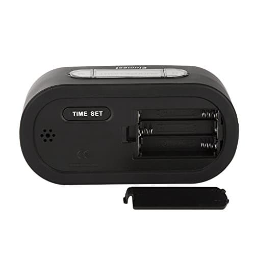 Plumeet Réveil électronique, Alarm Réveil Matin avec Grand écran LCD, Fonction Snooze, avec Veilleuse, Alimenté par Batterie,Convient Aux Alarmes de Voyage et de Chevet (Noir)