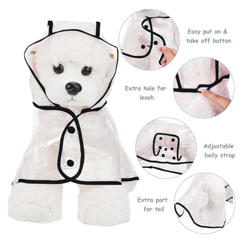 PETCUTE Manteau de Pluie Imperméable pour Chien avec Capuche,Imperméable pour Chien en PVC Transparent,Manteaux imperméables pour Chiens avec Fermeture à Boutons,pour Les Jours de Pluie