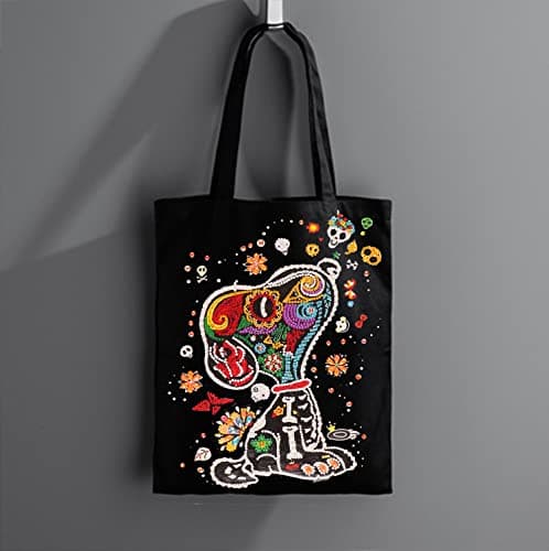 Sac à Main en Coton pour Peinture Diamant 30x38 cm Longue Anse Sac de Transport Peinture par Chiffres Sac à Provisions Sac de Courses Tableau Perle Diamant Sac en Tissu Sac en Coton Chien Enfants