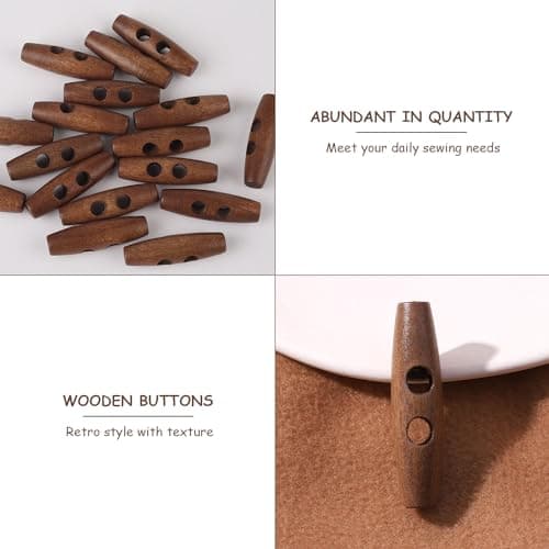 Lot de 50 boutons de bricolage tricotés, couture de boutons en bois, boutons en corne tricotés pour chemises, boutons décoratifs pour vêtements, boutons à tricoter ovales, boutons de manteau à 2 trous