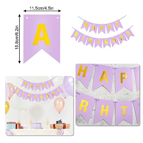 Décoration d'anniversaire 33 ans, pour femme, avec ballons, guirlande Happy Birthday, décoration de gâteau 33 ans, pour femme, violet