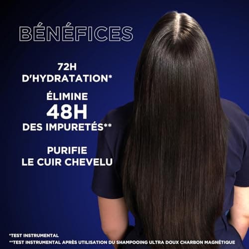 Garnier Ultra Doux - Shampooing Hydratant & Équilibrant au Charbon Magnétique & Fleur de Nigelle - Pour Cheveux Normaux à Gras - 250 ml