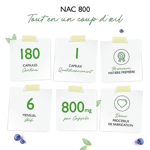 NAC - N-Acétyl L-Cystéine 180 capsules de 800 mg chacune - 6 mois d'approvisionnement - Végétalien - Haute dose - Qualité Premium