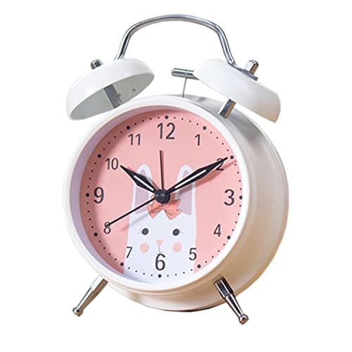 SWHONG Cartoon Cat Ears Design Small LED Digital Loud Alarm Clock with USB Port for Charging Adjustable Volume and Brightness Simple Kid Bedside Clock
