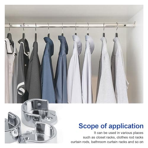KLEHOPE Support Tringle 25mm, 6 Pièces Fixation pour Penderie en Forme de U, Alliage de Zinc Tube de Penderie Ronde, pour Salle de Bain Armoire Chambre à Coucher Cuisine