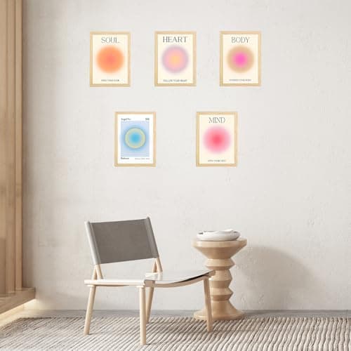 Wonjean Posters Lot De 4 Posters Aura,Aura Positive Pour Chambre Coucher,Style EsthéTique,Oile,Art Mural Abstrait,DéCoration Murale,Tableau Decoration Murale Pour Chambre Salon 21x30 Cm Sans Cadre
