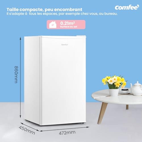 Comfee' RCD93WH2(E) Réfrigérateur à une porte, 93 L, Contrôle de la température, Pose libre sous le comptoir, Silencieux, Blanc