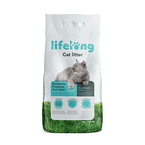 Marque Amazon - Lifelong Litière pour chats, agglomérante bentonite, parfum talc pour bébé, 10L, lot de 1