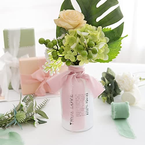 CHUQING Ruban cadeau rose blush (38 mm x 6,3 m) - Ruban en mousseline de soie large pour baptême, emballage de cadeaux spéciaux, décoration et loisirs créatifs