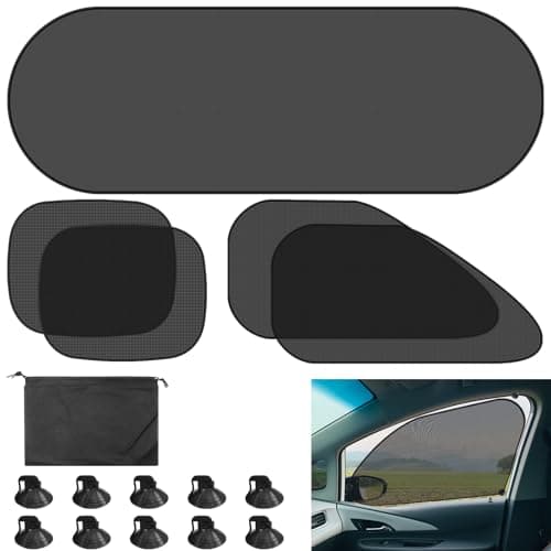 Nadinsta 16 Pièces Pare Soleil de Voiture Enfants avec Protection UV, Protege Soleil Voiture avec 10 Ventouses, Sac de Rangement, Universelle Soleil Fenêtre de Voiture, Parsoleil pour Voiture
