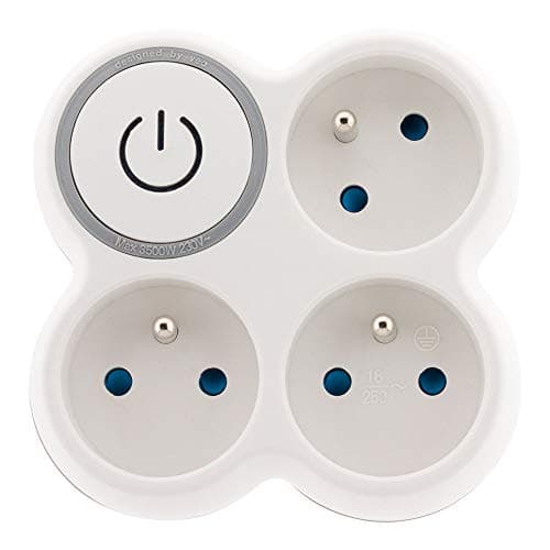 Triplite 16A 2P+T façade avec interrupteur gris/blanc
