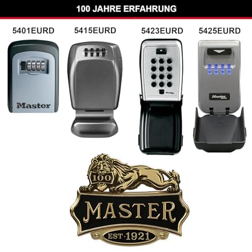 Master Lock Boite a clef sécurisée, Fixation murale, Extérieur, 11.9 x 8.5 x 3.6 cm, Gris/Noir