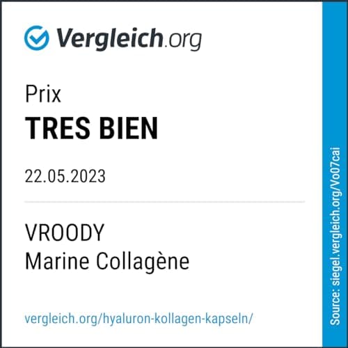 Premium Collagène Marin Complex 1000mg hautement dosé + Acide Hyaluronique - 120 Caps + Coenzyme Q10, Zinc, Cuivre, Manganèse, Vitamines C, Biotine - Sans additifs, Fabriqué en Autriche par VROODY