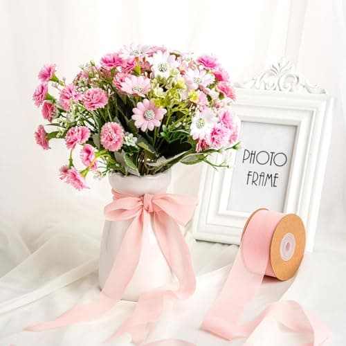 MORSUNBELA Ruban Rose, Ruban Cadeau Large 3,8 cm x 23 m Ruban en Mousseline de Soie Rose Clair Ruban en Tissu pour Mariage, Cadeau d'anniversaire