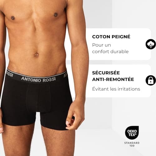 ANTONIO ROSSI (lot de 12) boxers ajustés pour hommes - Boxers pour hommes avec ceinture élastique - Boxers respirants et doux pour hommes à porter au quotidien - Sous-vêtements pour hommes