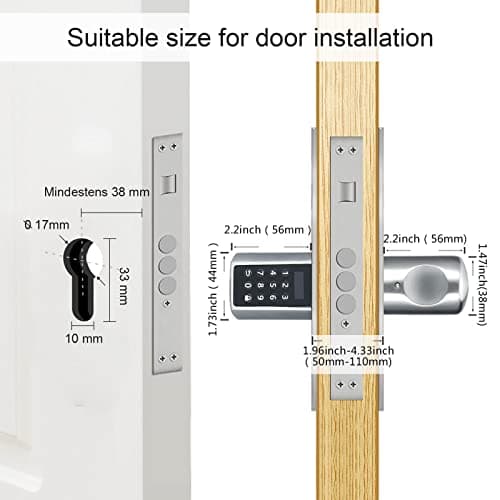 WELOCK PCB01 Serrure Connectée Serrure à Code avec RFID carte,Connexion Bluetooth APP, Serrure Digitale Wi-Fi(nécessite WiFiBox),Smart Lock Facile à installer Argent