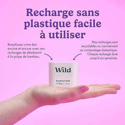 Wild - Trio de recharges Cherry Blossom - Sans Aluminium - Déodorant Naturel Rechargeable - Végan & Ecologique - Protection longue durée - 100% Natural Ingredients - 3 lots de recharges de 40g