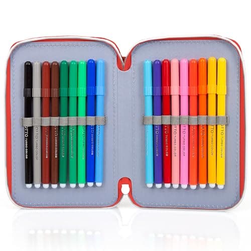 Clondo Trousse Triple Remplie Enfant, pour Spiderman Fan, 45 Accessoires Scolaires, 3 Fermetures Éclair, Compartiments Organisés, Crayons de Couleur, Feutres, Colle, Ciseaux