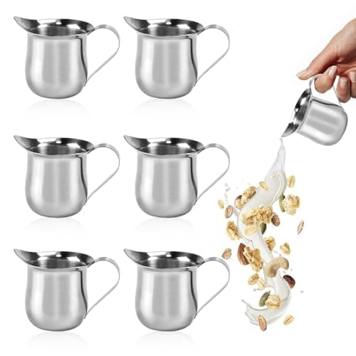 SIYINGSAERY 6 PCS 90ml Pichet à Lait en Acier Inoxydable Pichet Inox Mousse de Lait Pichet Inox Cafe Petite Cruche de Lait Mini Pichet Crémier Mini Pot à Lait Inox Tasse à Sauce Acier pour Sauce Lait