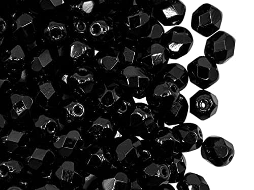 275 pcs Set of Fire Polished Faceted Czech Glass Beads One Color - 3mm, 4mm, 6mm, 8mm (Jet Black 23980)