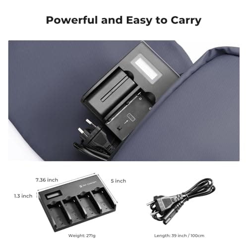 K&F Concept 4-Slots NP-F Batterie Chargeur avec Écran LCD, Euro Plug, Compatible avec Sony NP-F550 F570 F750 F770 F930 F950 F960 F970 Camcorder Li-ION Batterie