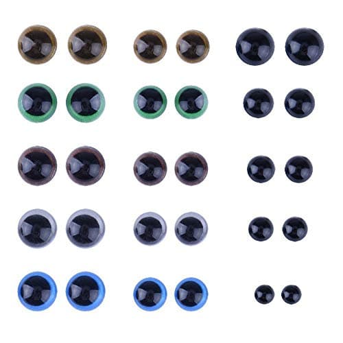 Yeux de sécurité,Yeux de Poupée 150 pièces 8mm 10mm 12mm Coloré Yeux Solides en Plastique avec Rondelles dans Boîte de Rangement pour Teddy Ours Poupée Fantoche et Artisanat