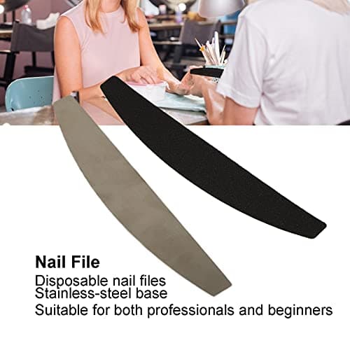 Set de Limes à Ongles Interchangeables, 100 Pièces pour Ongles en Gel avec Planche en Acier inoxydable. Set de Limes Interchangeables avec Planche Demi-lune en Métal, pour Ongles