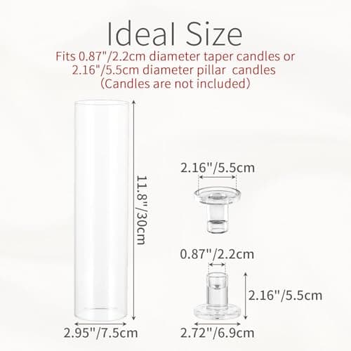 Inweder Bougeoirs pour bougies coniques : 6 bougeoirs en verre pour bougeoirs avec couvercle en verre amovible pour centre de table, mariage, décoration d'intérieur