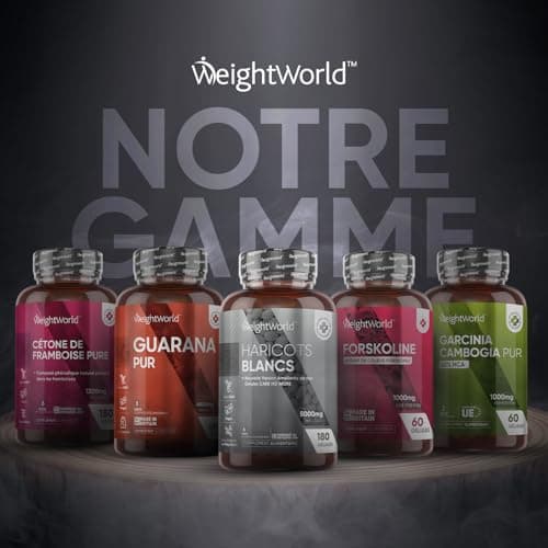 Haricots Blancs 5000 mg, 180 Gélules Vegan (6 Mois) Avec Zinc et Chrome Complément Alimentaire Pour Métabolisme des Glucides, Acides Gras et Glycémie - Extrait d'Haricots Blancs (50:1) - WeightWorld