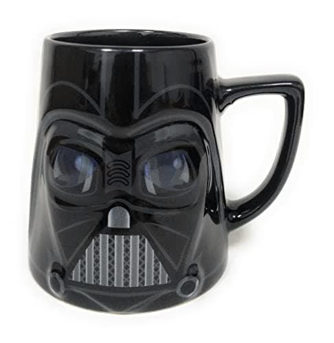Ideal casa Tasse de petit-déjeuner en céramique Dark Vader - Star wars - 10 cm hauteur - 350 ml - Mugs avec relief des personnages de Star Wars Dark Vader