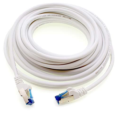 1aTTack.de Câble patch - 7,5 m Ethernet, réseau, câble LAN CAT6a (pour réseaux gigabit, routeurs, commutateurs, modems avec entrée RJ45 - blanc)