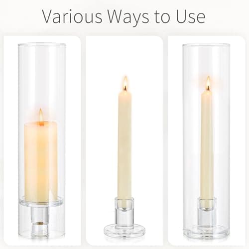 Inweder Bougeoirs pour bougies coniques : 6 bougeoirs en verre pour bougeoirs avec couvercle en verre amovible pour centre de table, mariage, décoration d'intérieur