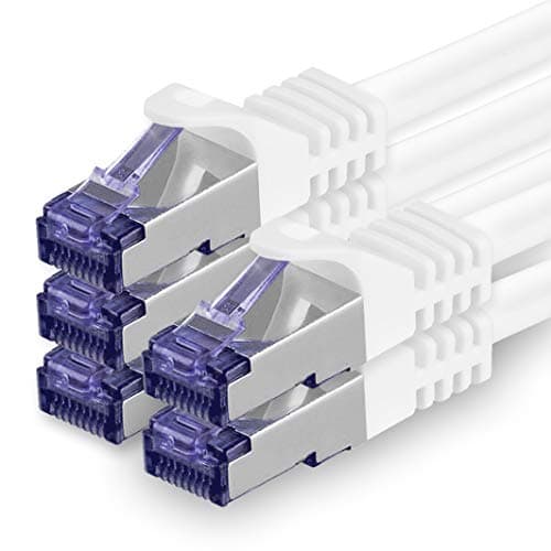 1aTTack.de 5x 1,0 M Câble réseau CAT7-10 Gigabit - Câble patch RJ45 Câble Ethernet (SFTP PIMF LSZH CU) - pour DSL LAN Switch Modem Routeur Patch Panel CAT7 CAT6 CAT5 - blanc