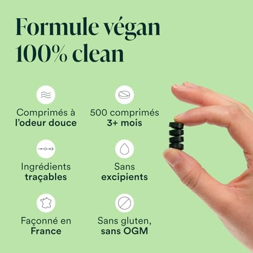 NOVOMA Spiruline 500 mg, 100% Pure Sans Excipient, Immunité & Anti-Fatigue, 19% de Phycocianine, Riche en Protéines, Minéraux & Vitamines, Conditionné en France, 500 Comprimés Vegan