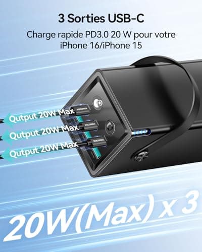 Rocoren 50000mAh External Battery, 6-Port USB C Fast Charging, 67.5W Large Capacity Power Supply for Outdoor Camping Trip, Compatible with iPhone Samsung Huawei Xiaomi GPS etc.
