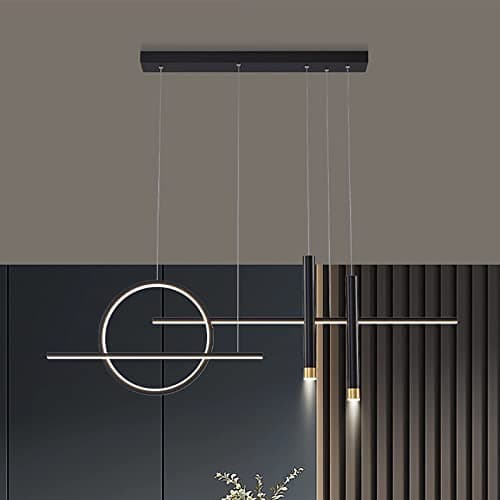 Lampe à suspension LED dimmable table à manger lampe à suspension moderne avec télécommande lampe à suspension réglable en hauteur salle à manger chambre cuisine Bureau salon lumière (noir, L100cm)