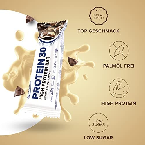IronMaxx 30 Barre protéinée - Cookies & Cream 6 x 35g | barre protéinée sans huile de palme, sans gluten et vitaminée | convient aux régimes à teneur réduite en sucre et aux régimes low carb